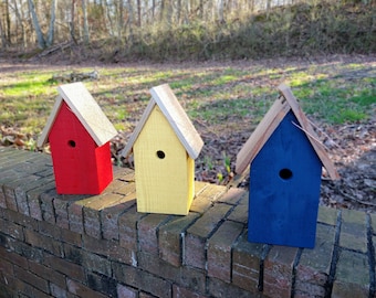 The Wren House - Single Hole Birdhouse, Rustic Birdhouse, Garden Birdhouse, Colorful Birdhouse, Nesting Box
