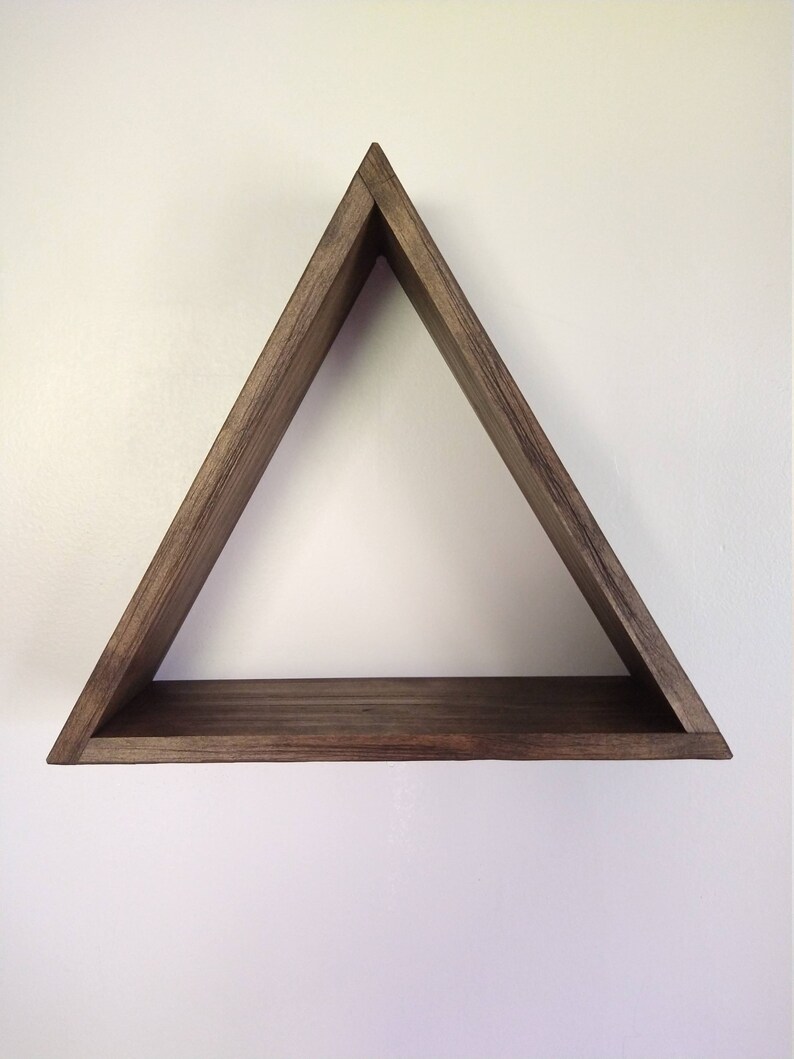 Triangle Shelf Tobacco Brown, Rustic, Teepee Shelf, Shadowbox Shelf, Floating Shelf, Triangle, Farmhouse, Country Shelf, Wall Decor image 3