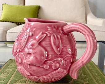 Vintage Bordallo Pinheiro Rabbit Pink creamer made in Portugal.
