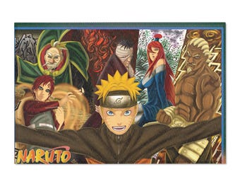 Alfombra temática de Naruto: decoración de anime, decoración para sala de estar, regalos geek, tapete, decoración del hogar con temática de cultura pop