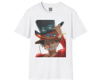 Camiseta con estampado de personajes de anime, informal, unisex, ideal como regalo para fans, ropa de calle, atuendo cómodo para eventos.