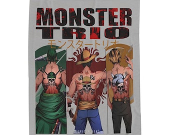 Manta de terciopelo Monster Trio / Manta de anime acogedora, regalo perfecto para fanáticos, decoración del hogar, noches de cine, coleccionable único