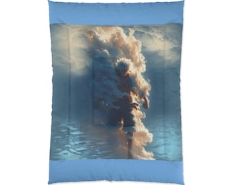 Edredón Dreamy Cloud, ropa de cama acogedora para relajarse, manta de nubes azules, decoración de dormitorio, regalo para el hogar, detalles de dormitorio con temática de nubes, una pieza