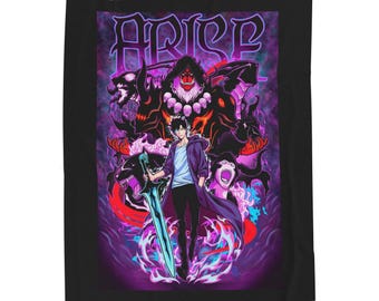 Ilustración de Arise Demon Hunter, manta de felpa de terciopelo / personaje de fantasía de anime, espada, humo morado