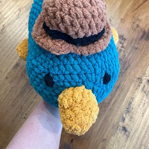 Platypus amigurumi, crochet teal platypus, large crochet platypus, crochet stuffed animal