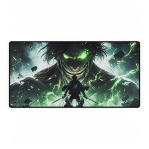 Attack on Titan Desk Mat - Anime Gaming Mouse Pad, Japanese Manga Computer Accessories, Levi Ackerman Fan Art, Eren Jaeger, Survey Corps