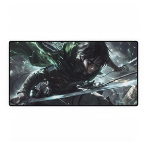 Anime Desk Mats, Mikasa Ackerman Mouse Pad, Attack on Titan Gaming Mat, Japanese Animation Office Accessories, Unique Anime Mousepad