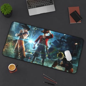 Anime Desk Mat: Battle of Heroes Design - Neoprene Gamer Mouse Pad