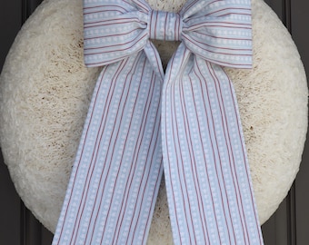4th of July Door Bow - Stars and Stripes Fabric Bow  -  Decor  - Holiday Wreath and Home Decor- American Flag Bow