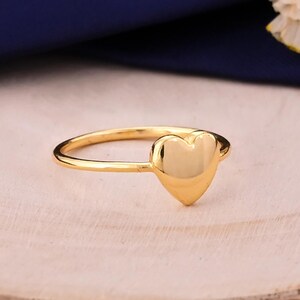 Minimalist Heart Ring, 18K Gold Plated Brass Ring, Dainty Love Ring for Women, Cute Valentine’s Gift, Stackable Heart Jewelry