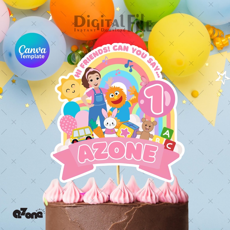 Editable Rachel Cake Topper Birthday Cartoon Topper Canva Template ...