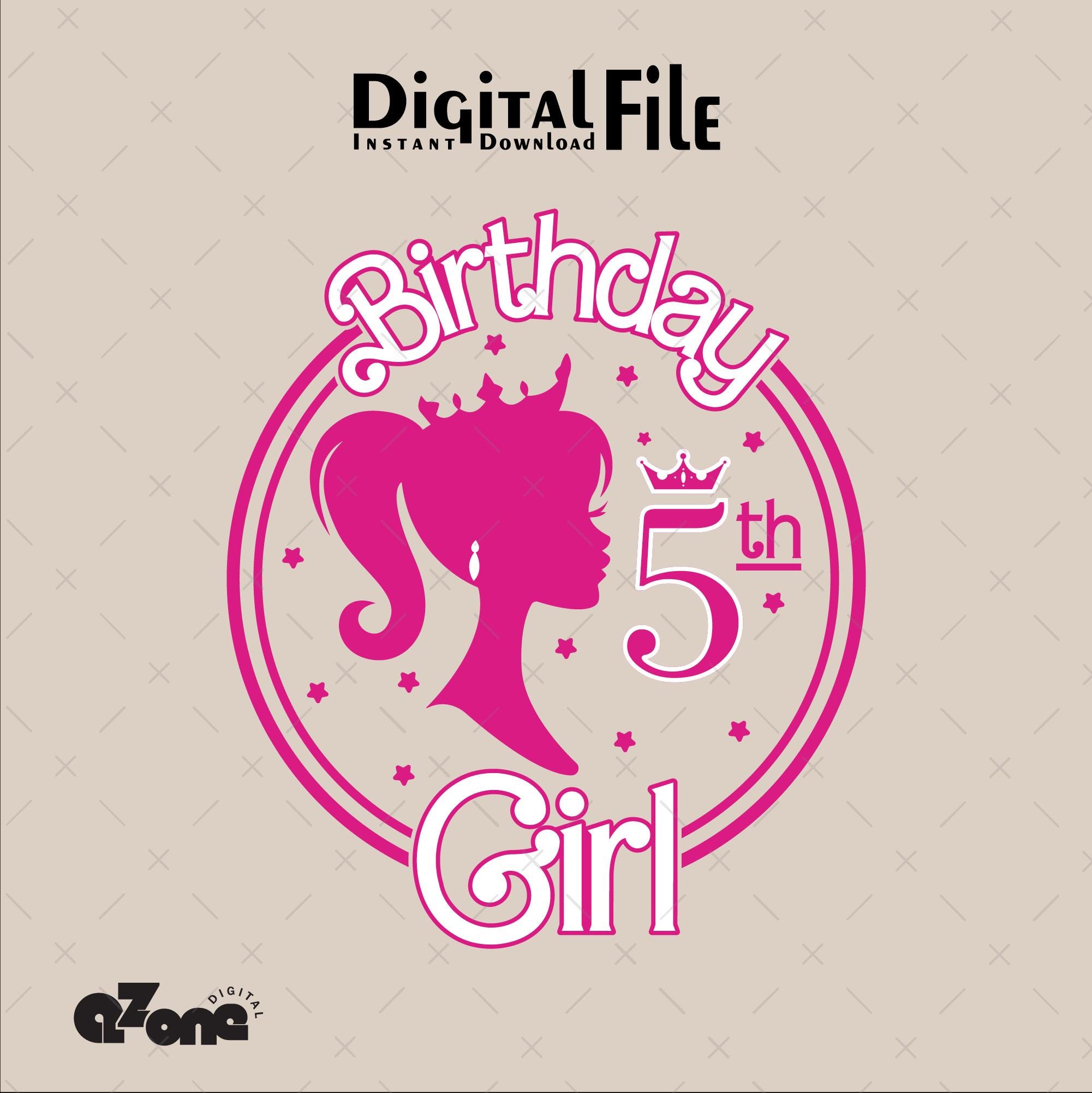 Birthday Girl Svg Png 5th Birthday Girl Birthday Clipart Pink Birthday Girl Instant Download