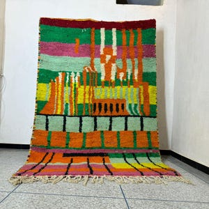 Custom Orange Rug - Moroccan Orange Rug - Colorful Beni Ourain Rug - Handmade Orange Rug - Berber Rug - Wool Rug - Orange Living Room Rug