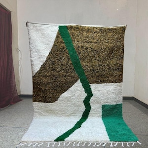 Tapis berbère original marocain blanc Beni Ourain personnalisé, tapis marocain traditionnel en laine, fait main, magnifique tapis marocain multicolore