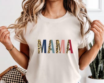 Comfort Colors Leopard Mama Shirt, Retro Mama Shirt, Mothers Day Gift,Christmas Gift For Mama,Holiday Mom Gift,Leopard Mama TShirt,Mom Shirt