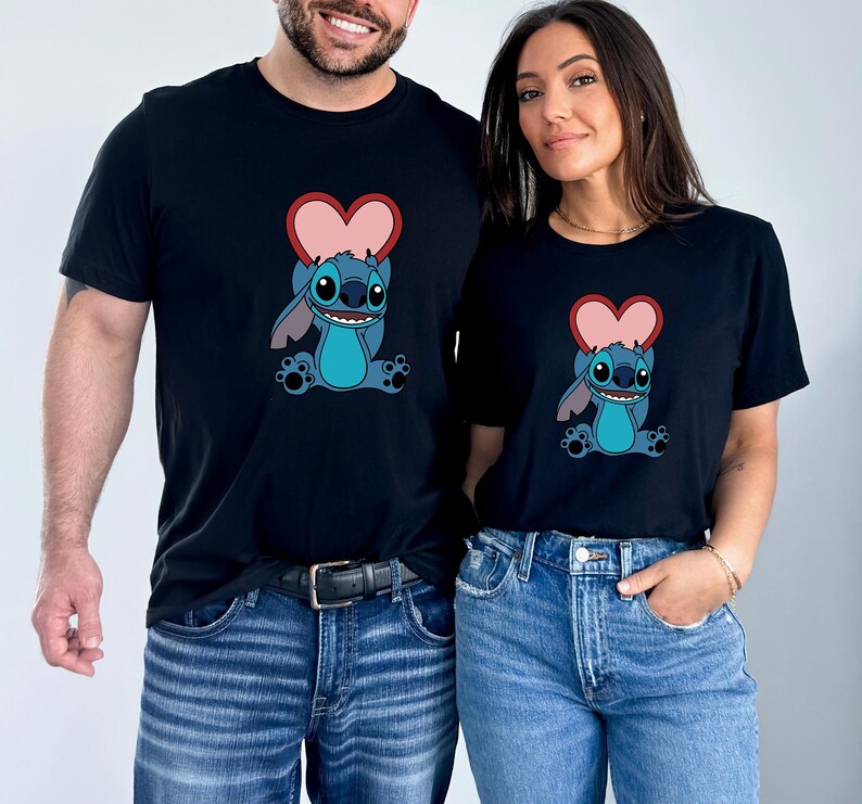 Stitch Shirt, Stich Valentines Day Moomy and Me Shirt, Disneyland Family Matching Shirt, Love Heart Family Tee, Disney Lover Gift,Kids Shirt image 4