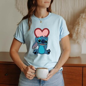 Stitch Shirt, Stich Valentines Day Moomy and Me Shirt, Disneyland Family Matching Shirt, Love Heart Family Tee, Disney Lover Gift,Kids Shirt image 6