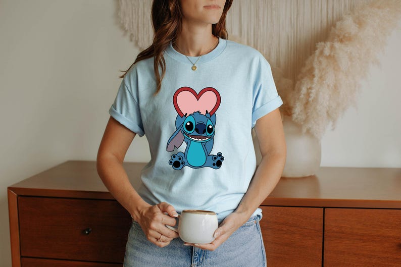 Stitch Shirt, Stich Valentines Day Moomy and Me Shirt, Disneyland Family Matching Shirt, Love Heart Family Tee, Disney Lover Gift,Kids Shirt image 6