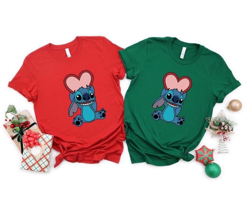 Stitch Shirt, Stich Valentines Day Moomy and Me Shirt, Disneyland Family Matching Shirt, Love Heart Family Tee, Disney Lover Gift,Kids Shirt image 2