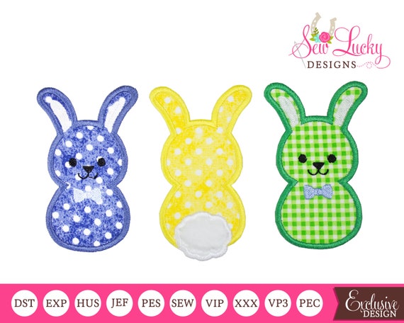 Boy Easter Bunny Trio Applique Design machine embroidery | Etsy