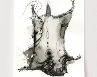 Tender Hearted You Ink Drawing Print: Hahnemühle German Etching Paper (Unframed)