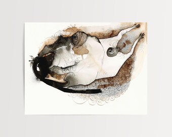 Fine art print ink drawing 'Apple Boy' on Hahnemühle Paper (unframed size options)