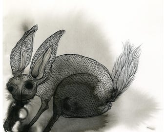 Rabbit Giclée Print – Patterned Ink Drawing on Hahnemühle Paper