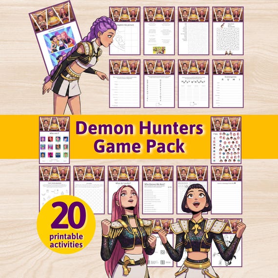 K-Pop Demon Hunters Birthday Party Game Pack - 20 Printable Activities