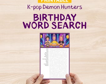 Birthday Word Search - Printable K-pop Demon Hunters activity