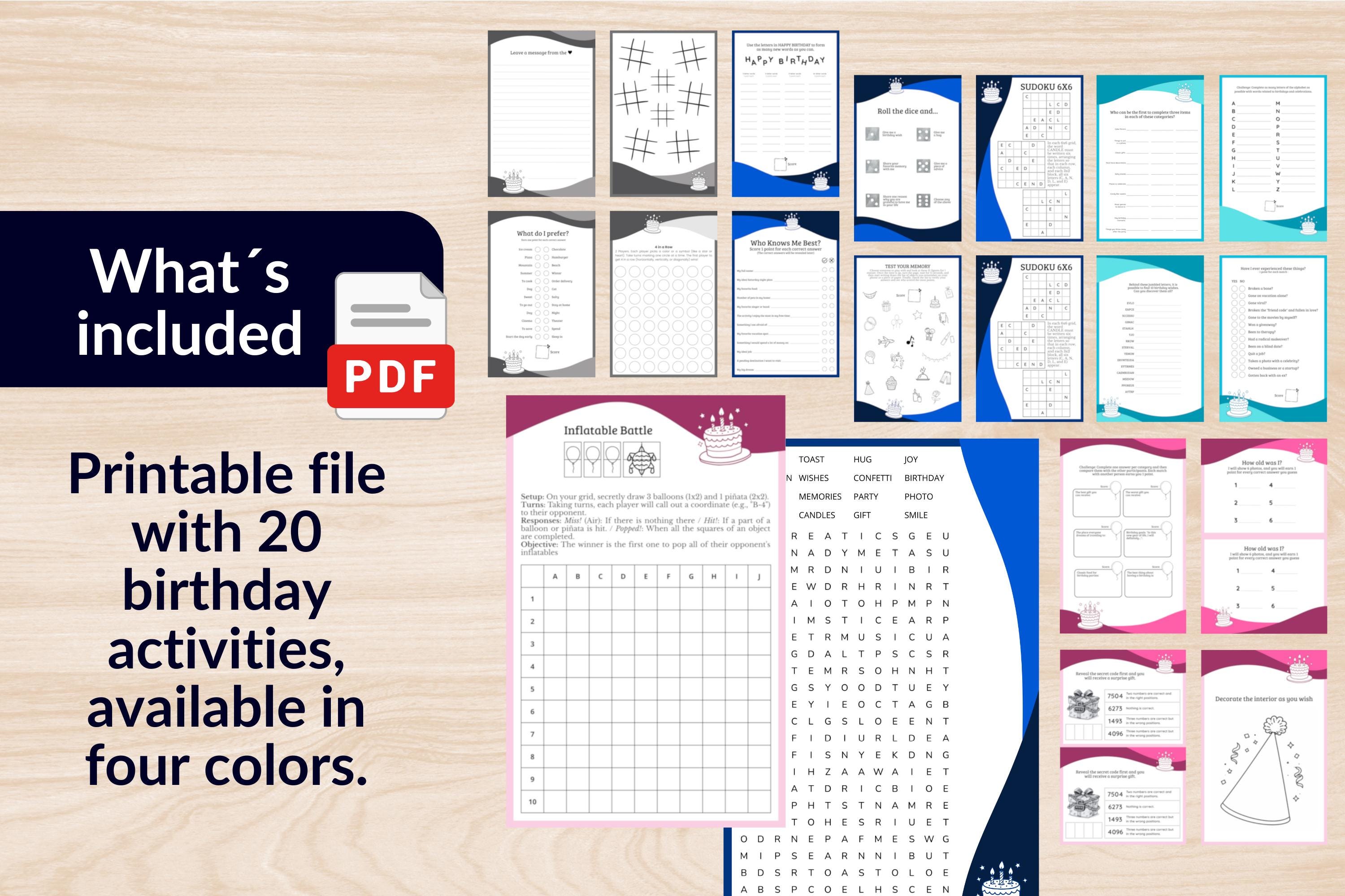 20 Printable Birthday Party Games Bundle - Etsy