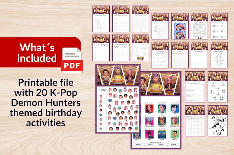 K-Pop Demon Hunters Birthday Party Game Pack - 20 Printable Activities image 2
