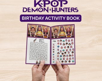 Kpop Demon Hunters birthday activity book printable, party games for kids