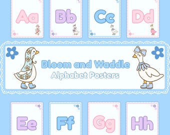 Dúo de carteles del alfabeto: Silly Goose y decoración clásica para el aula (descarga digital)