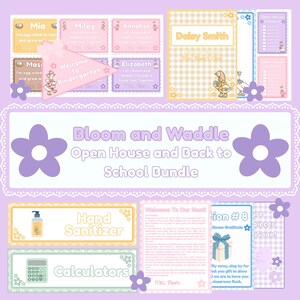 Bloom and Waddle Open House and Back To School Bundle | Pastel Gingham Silly Goose Theme | Kindergarten Preschool Elementary School