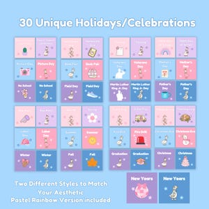 Kalendarz klasowy Bloom and Waddle | Pastelowy motyw Gingham Silly Goose | Edytowalny szablon Canva zdjęcie 5