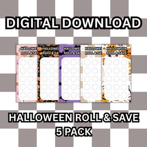 5 Halloween Roll & Save Challenges | Dice Savings Tracker Bundle | Digital Download | Printable Budget Game | Halloween Money Challenge