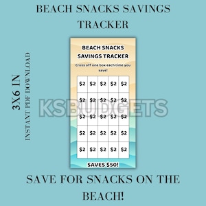Beach Snacks Savings Tracker: Summer Budget Challenge (Printable PDF A6 Insert