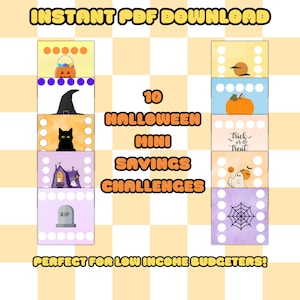 Halloween Mini Savings Tracker Pack|10 Digital Budget Challenges | A6 Printable Inserts | Circle Icon Savings Games | Spooky Season Download