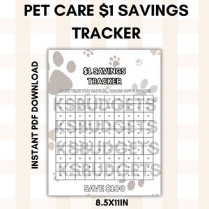 Pet Care Savings Tracker | Vet Fund Budget Printable | Pet Emergency Money Challenge | Cash Stuffing Sheet | 8.5x11 Digital Download