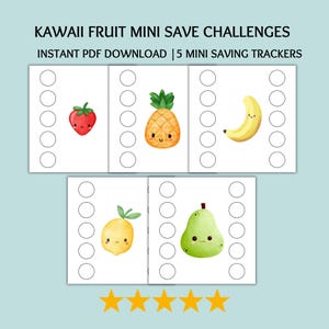 Kawaii Fruit Savings Challenge: Printable Budgeting Trackers (PDF Download)