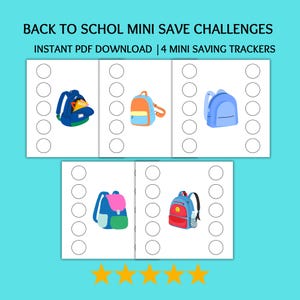Backpack Savings Challenge Cards: Back to School Budget Trackers (PDF Download)