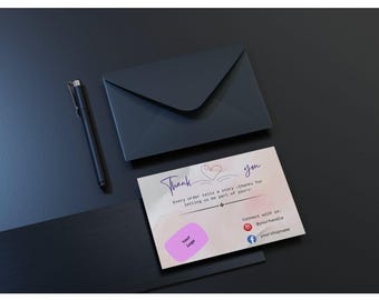 Thank You Business Card | Pink Minimalist Printable | Instant Download