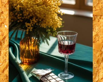 Decorazione murale con mimosa gialla, stampa di natura morta con fiori primaverili, arredamento accogliente per la cucina, regalo per l'8 marzo per lei, poster floreale estetico scaricabile digitalmente