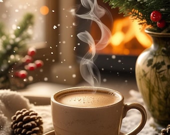 Cozy Winter Coffee Wall Art stampabile: decorazione mattutina tranquilla per una casa calda e tranquilla