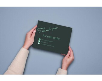 Biglietto di ringraziamento personalizzato per il tuo ordine | Inserto aziendale verde modificabile | Nota di apprezzamento del cliente con sconto | Acquista il biglietto di ringraziamento