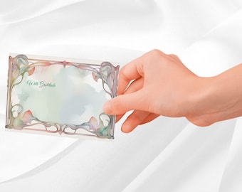 Set di biglietti di ringraziamento ad acquerello - Note di gratitudine botaniche con cornici floreali - Biglietti stampabili con download immediato per momenti speciali