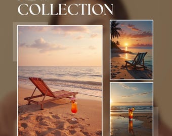 Stampe digitali di tramonti sulla spiaggia, decorazioni murali tropicali e costiere, set di poster con atmosfera estiva, fotografia di paesaggi oceanici, arredamento per la casa dall'estetica calda