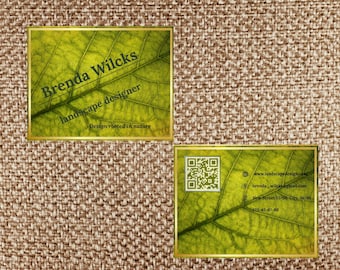 Modello di biglietto da visita per paesaggista Canva | Biglietto da visita botanico verde oro | Stampabile modificabile