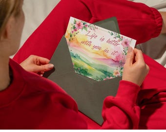 Pacchetto di biglietti d'auguri floreali ad acquerello | 9 design sinceri per ogni occasione | Download digitale stampabile