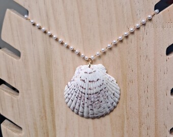 パールチェーン付きシェルネックレス - Etsy 日本